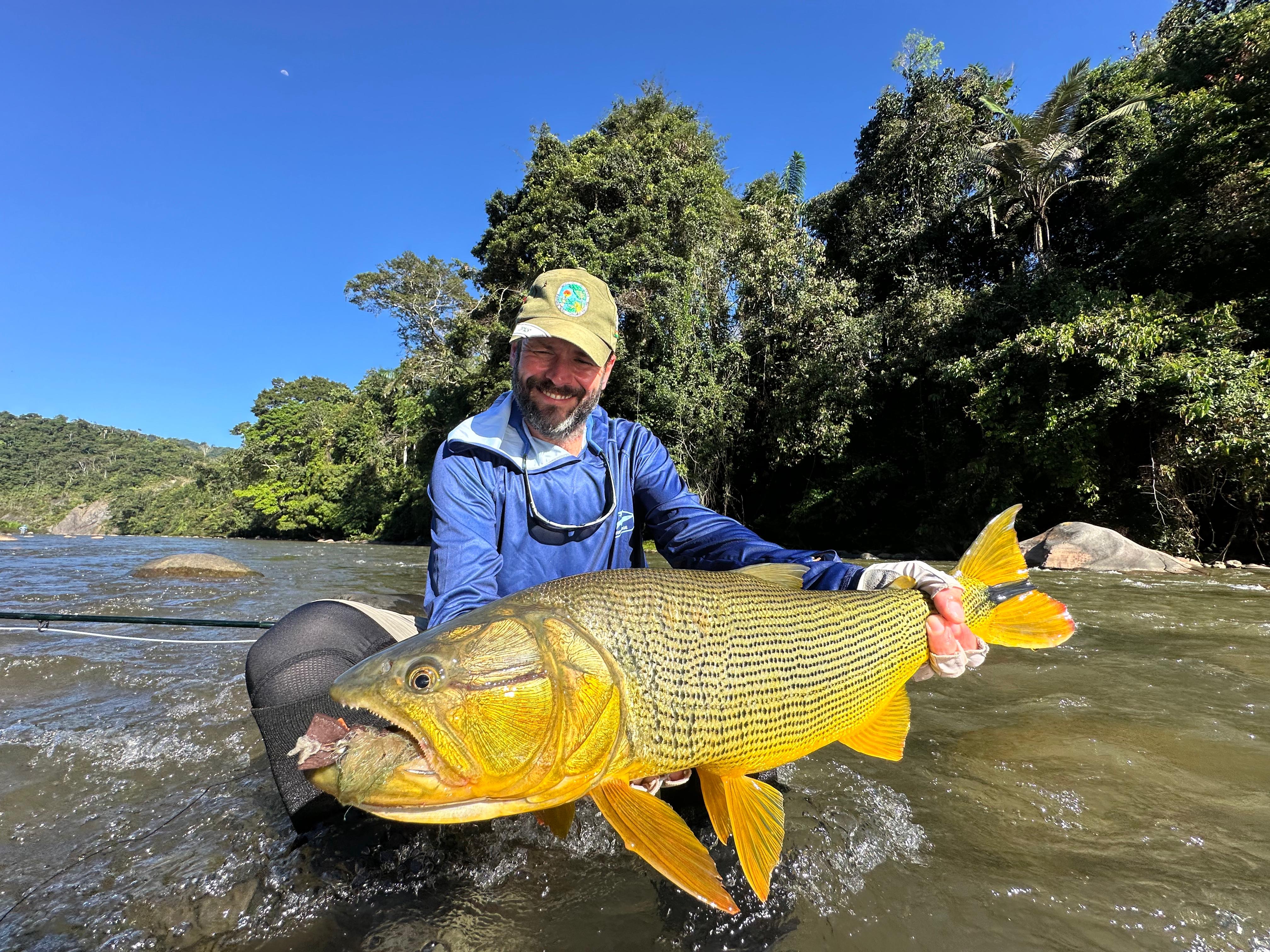A dorado taken on a mouse pattern at the surface