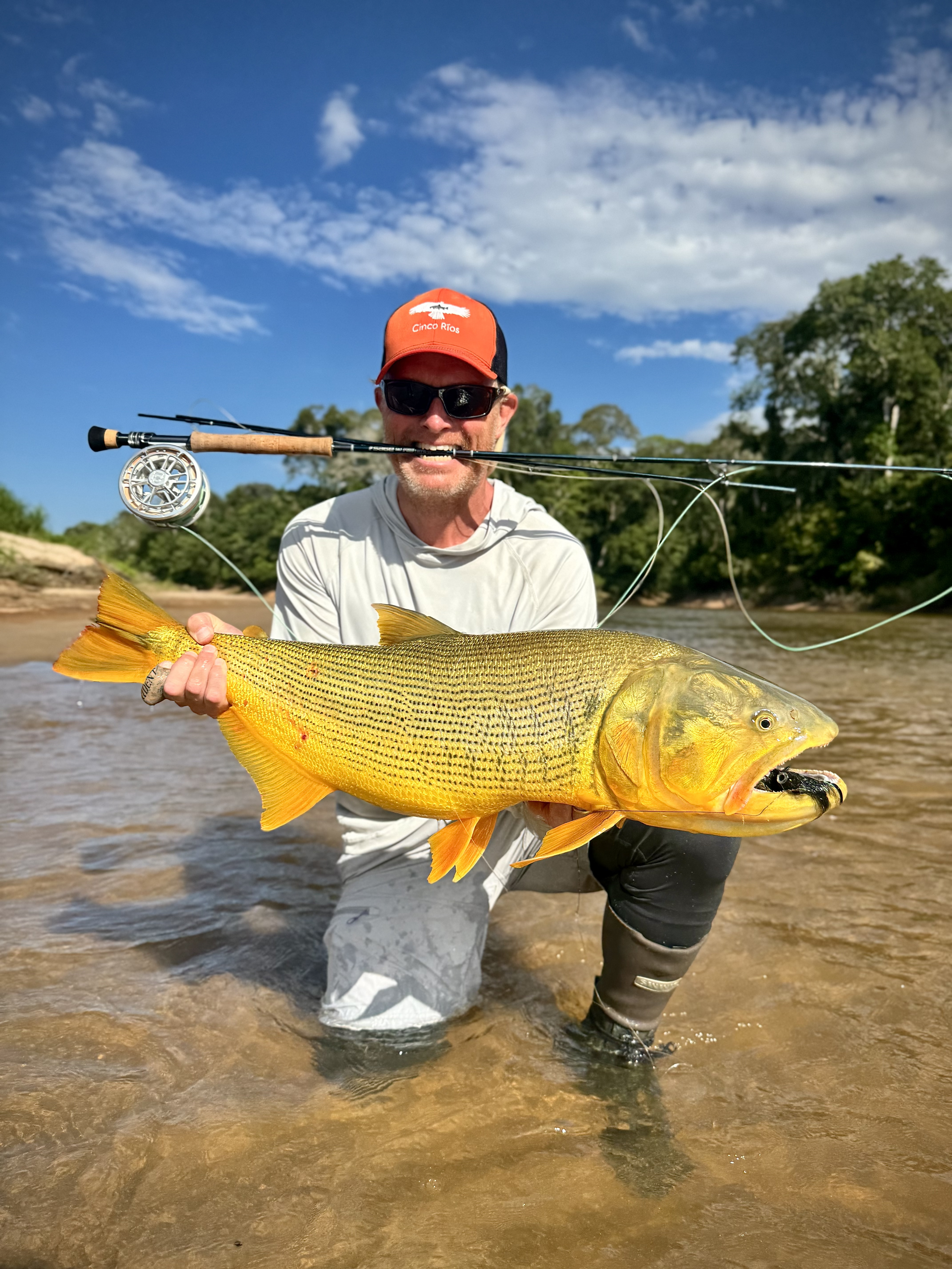 Jordon with the dorado of more than 20 pounds he landed after his rod broke